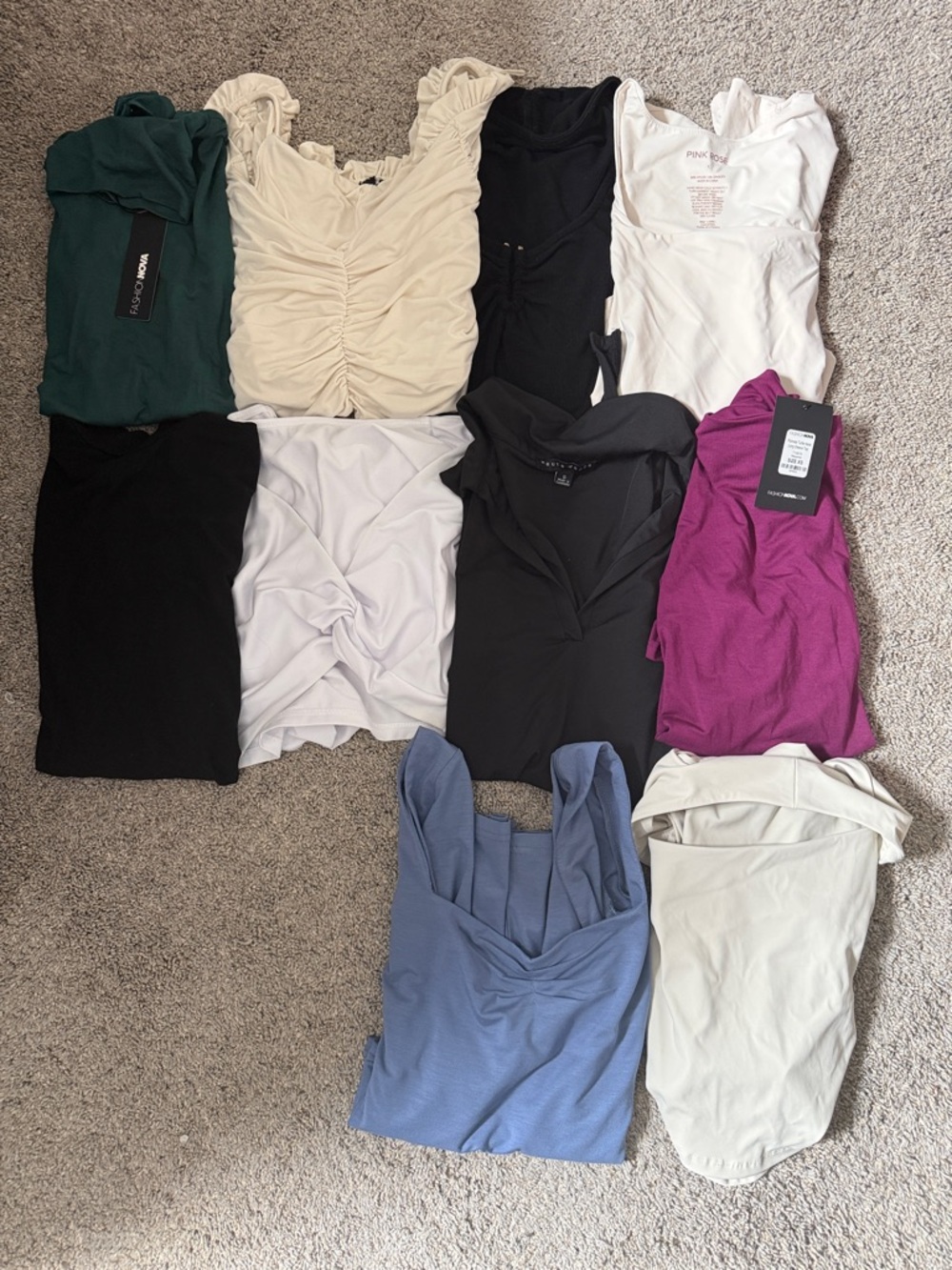 Assorted Women’s Long Sleeve Tops - White, Black, Blue, Fuchsia, Green, Cream